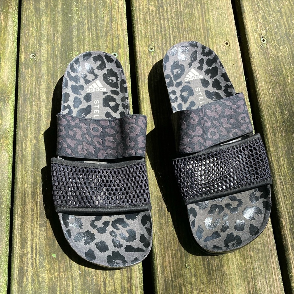 Adidas by Stella McCartney Black Leopard mesh Sandals